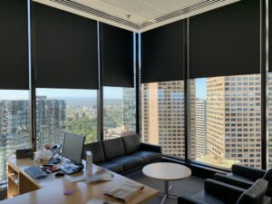 Double Roller Blinds in corner offices