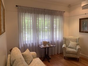 Sheer curtains in a lounge room