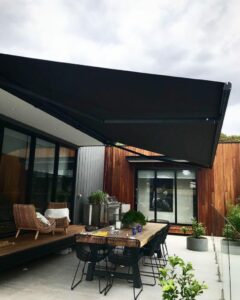 folding arm awning residential patio Melbourne - Delux Blinds