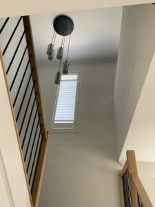 plantation shutters on a stairwell