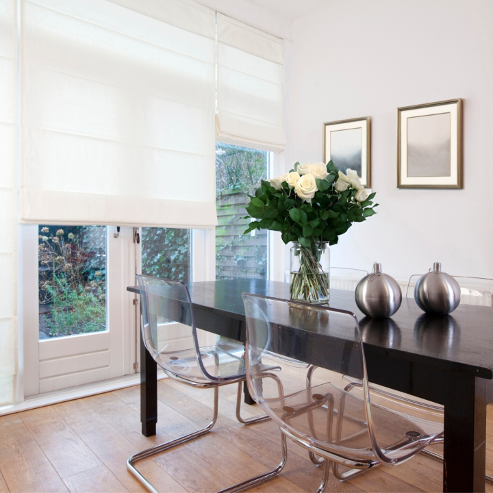 installed roman shade dining